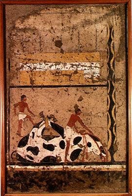 Funerary Sacrifice of a Bull, from the Tomb of Iti by Middle Kingdom Egyptian